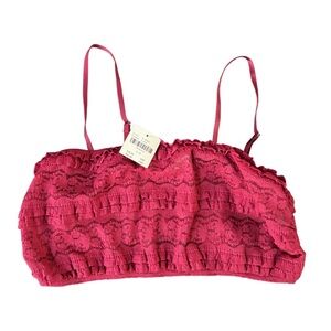 Anthropologie Deep Red Lace Bandeau